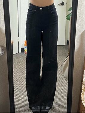 h&m black wide legcotton trouser pants